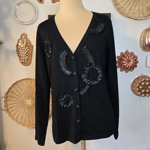 Lauren Michelle Black Embellished Old Money Women's Sweater